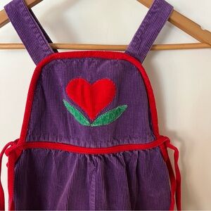 90's Purple Corduroy Overalls with Heart Applique